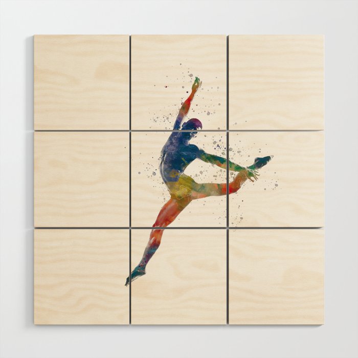 Contemporary male dance in watercolor 01 Wood Wall Art