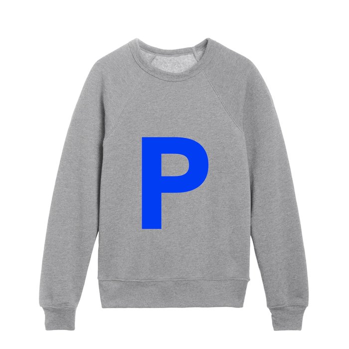 Letter P (Blue & White) Kids Crewneck