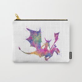 Girl Viking Riding Dragon Colorful Watercolor Carry-All Pouch