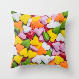 Vintage Candy Sprinkle Hearts Photograph Throw Pillow