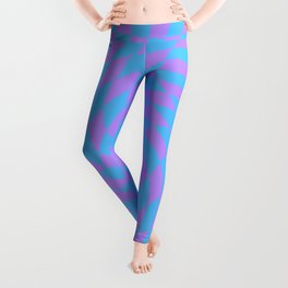 Pale-Blue and Lavender checkered pattern wave Leggings