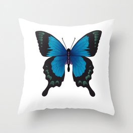 Blue Monarch Butterfly Throw Pillow