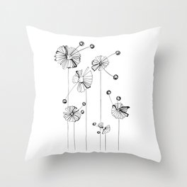 Minimalist Floral Line Art Print Throw Pillow