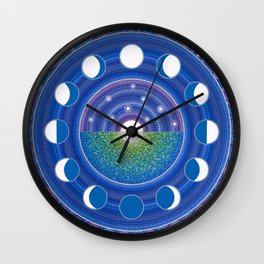 Moon Phase Mandala Wall Clock