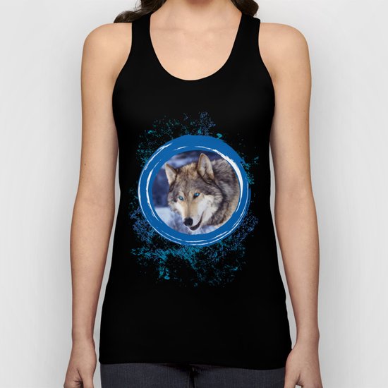 Blue-Eyed Wolf Unisex Tank Top