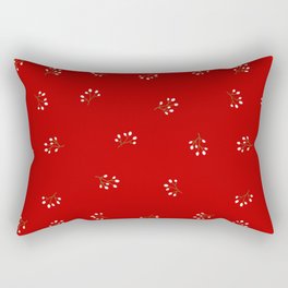 Rowan Branches Seamless Pattern on Red Background Rectangular Pillow