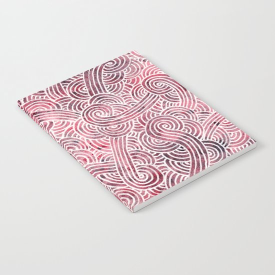 Burgundy red and white swirls doodles Notebook