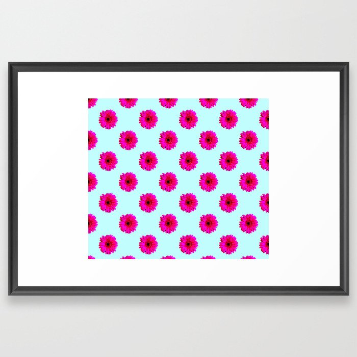Pixel Art Flower Pattern Framed Art Print