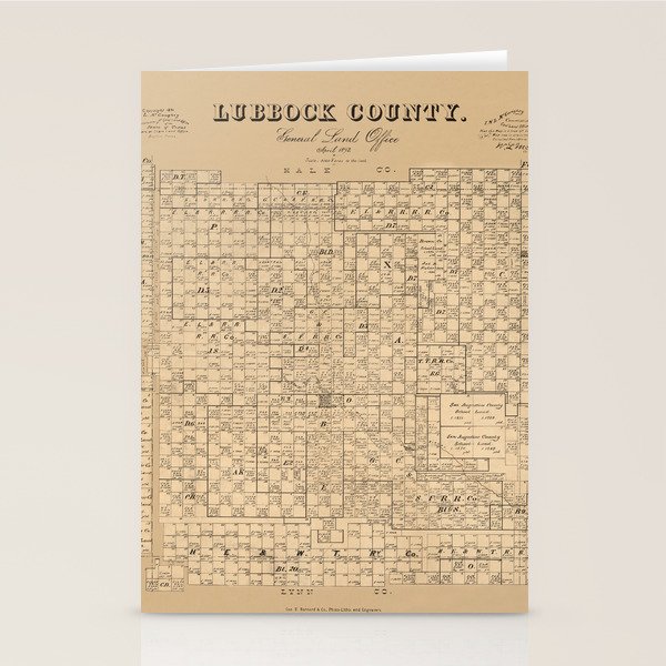 Map Of Lubbock 1892 Stationery Cards by Vintage Maps & Prints Society6
