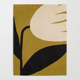 Abstract Flora - ochre black & white Poster