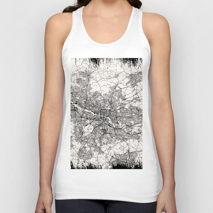 Scotland, Glasgow - Vintage City Map Drawing. Black and White Tank Top