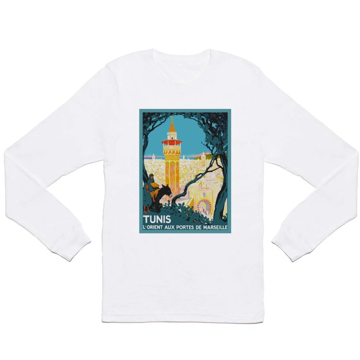 Tunis Tunisia - Vintage Africa Travel Poster Long Sleeve T Shirt