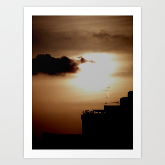 Sunset over the city Art Print