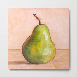Still Life Pear in Oil Paints Metal Print