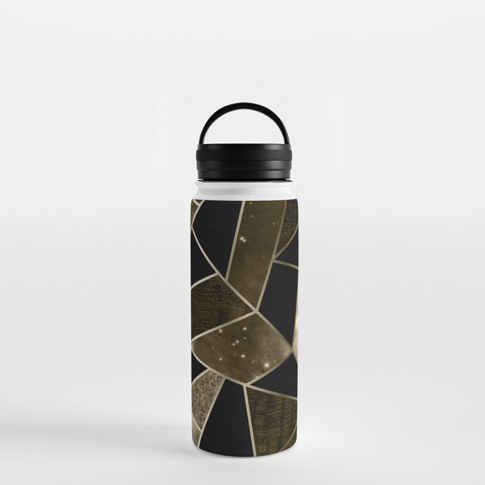 Brown Abstract Tile Pattern Water Bottle