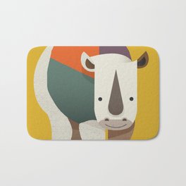 Rhinoceros Bath Mat | Abstract, Minimalist, Illustration, Wildlife, Children, Safari, Cute, Drawing, Quirky, Whimsical 