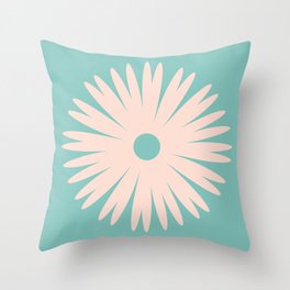 Flower 1, Minimalist Abstract Floral in Peach and Teal Throw Pillow