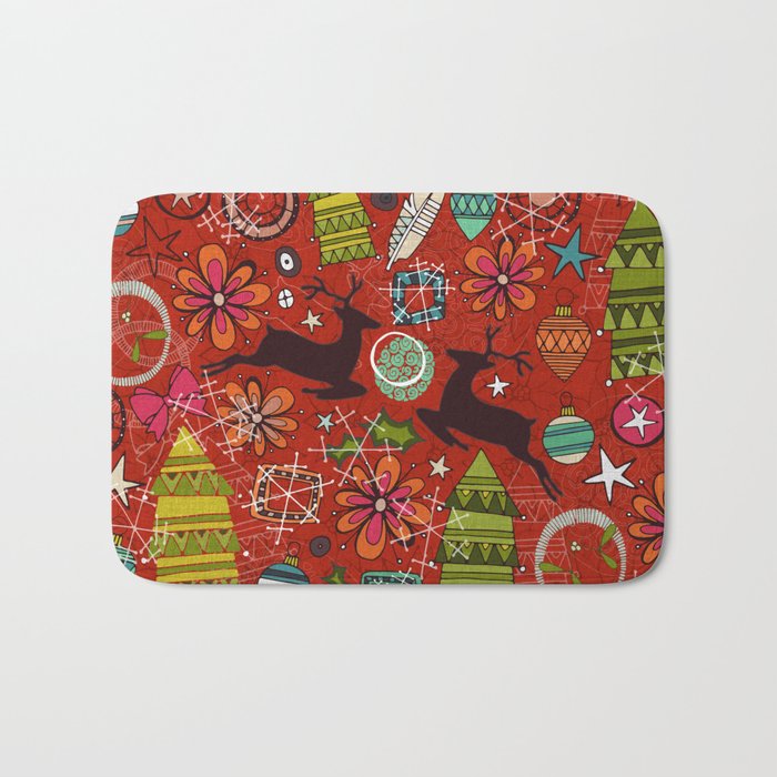 joyous jumble rust Bath Mat