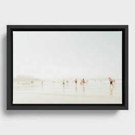 Beach 27 - Minimal Pastel Beach People - Ocean - Sea Travel photography Framed Canvas
