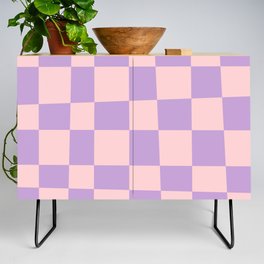 Abstract Checker Pattern 226 Pink and Lavender Credenza