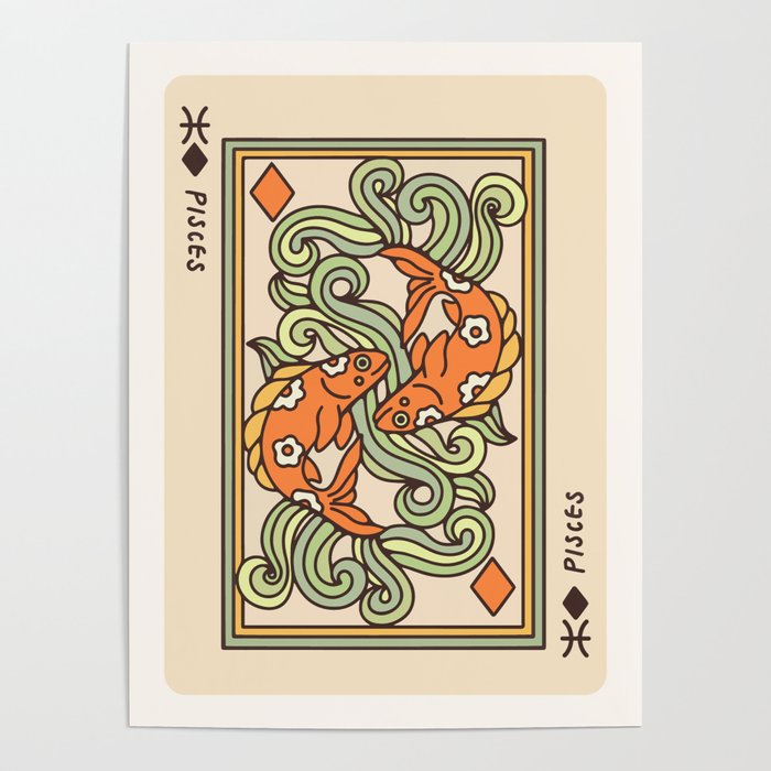 Pisces Playing Card Poster