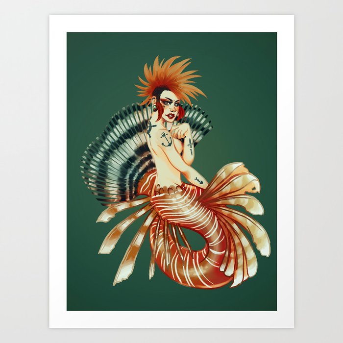 Punk Mermaid Art Print