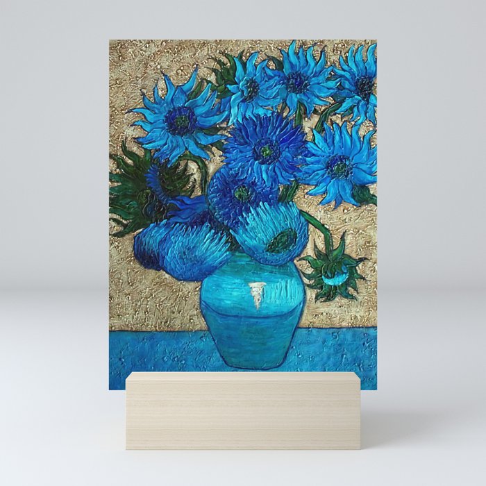 Vincent van Gogh | Twelve blue sunflowers in a vase still life portrait painting Mini Art Print