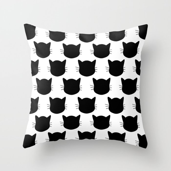 Black Cat Pattern Throw Pillow