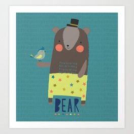 Bear and Bird Buddies Art Print