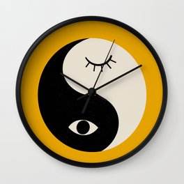 yin yang karma vibes Wall Clock | Eyes, Mystical, Goodvibes, Digital, Vibes, Simbol, Curated, Drawing, Lashes, Black And White 