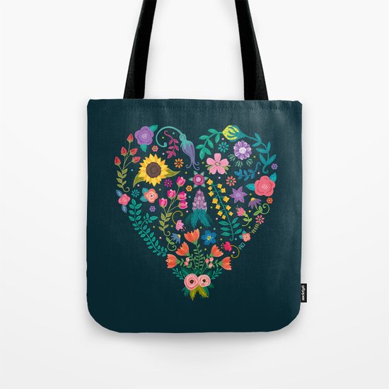 Floral Heart Tote Bag