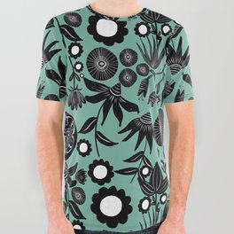Adventure in the field of flowers - Aqua All Over Graphic Tee