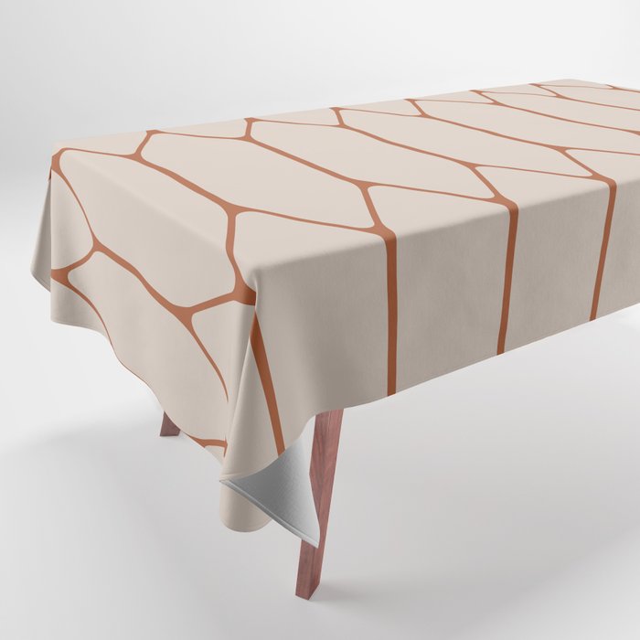 Long Honeycomb Minimalist Geometric Pattern in Putty and Rust Clay Terracotta Tablecloth