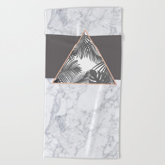 Tropical Marble Blush Pink Gray Copper Beach Towel