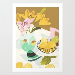 Lemons and Lilies Art Print