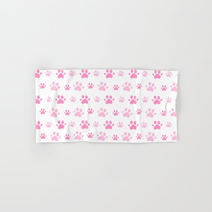 Adorable Pink Cat Paw Seamless Pattern Hand & Bath Towel