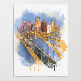 Pittsburgh Fort Pitt and Downtown Poster