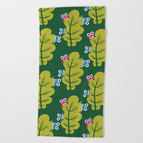 Bugs Eat Green Leaf Beach Towel