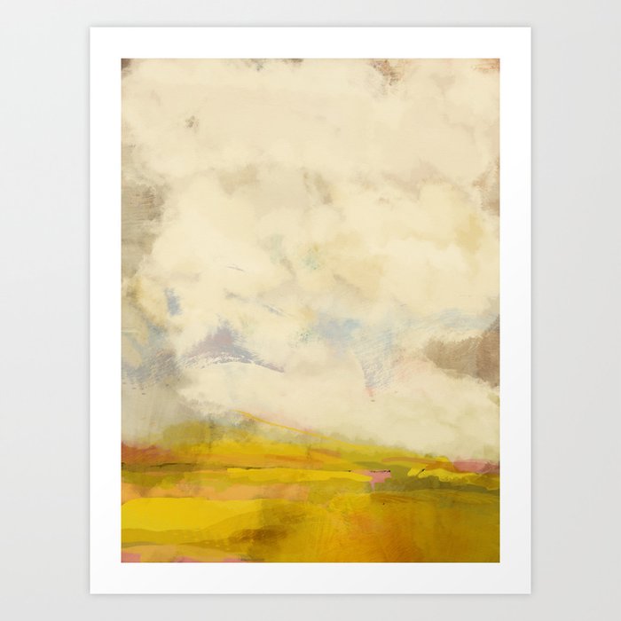 the sky over the fields abstract landscape Art Print