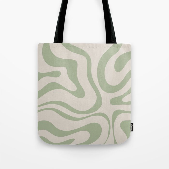 Liquid Swirl Abstract Pattern in Almond and Sage Green Tote Bag by ...