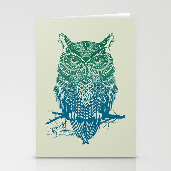 Warrior Owl Stationery Cards