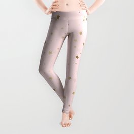 Gold Stars Pink Gradient Design Leggings
