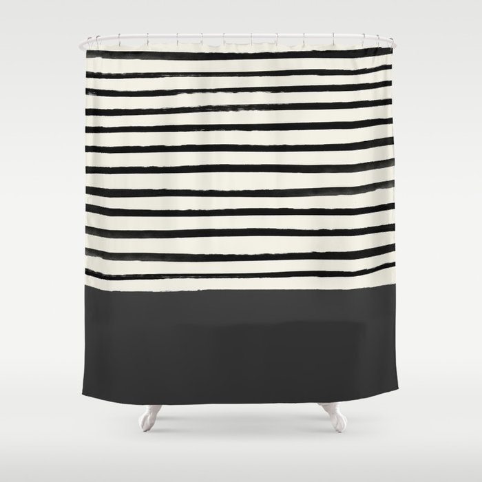 Charcoal Gray X Stripes Shower Curtain By Floresimagespdx Society6