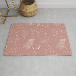 Affirmation Characters Pattern - Pink Area & Throw Rug