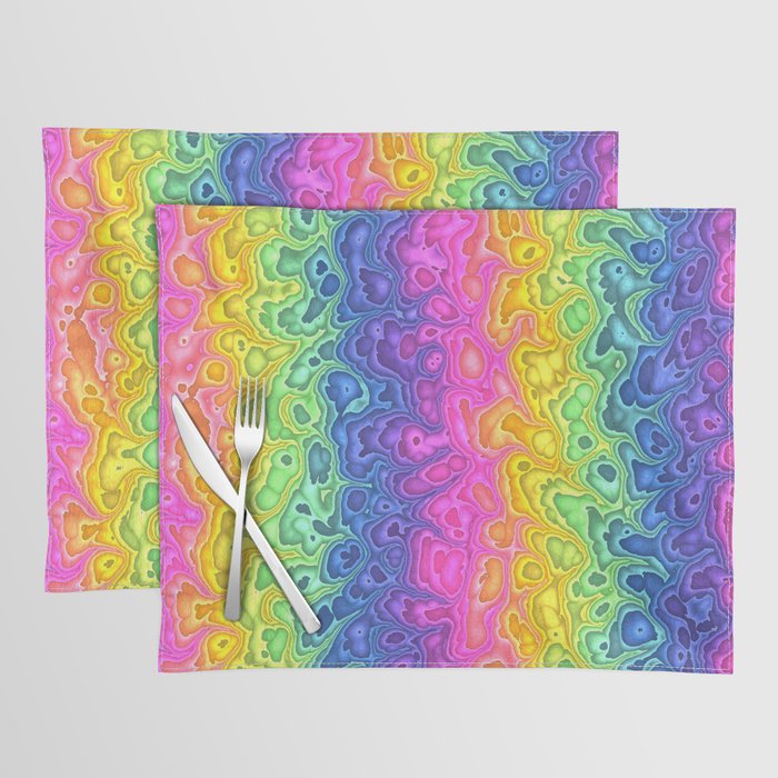 Trippy Funky Squiggly Vibrant Rainbow Placemat