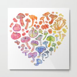 Rainbow Mushroom Heart Metal Print