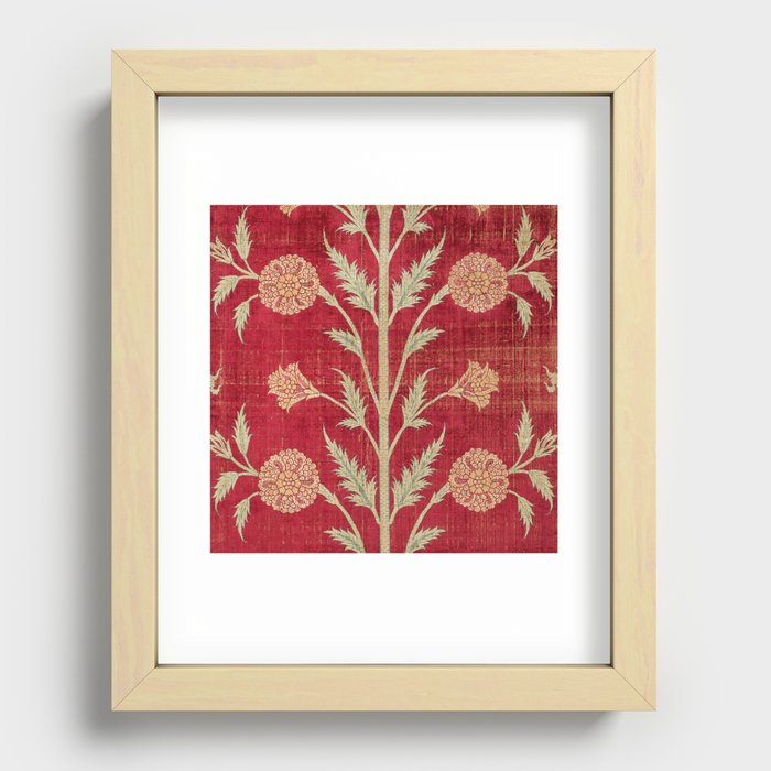 Vintage Distressed Red Floral Recessed Framed Print