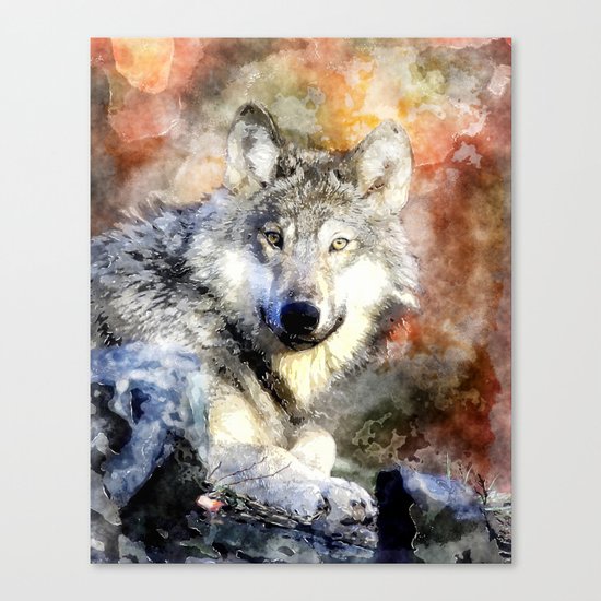 Wolf Animal Wild Nature-watercolor Illustration Canvas Print