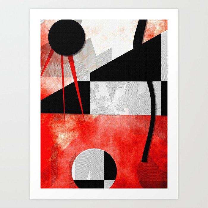 Black and white meets red Version 18 Art Print