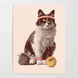 Tennis Cat Poster